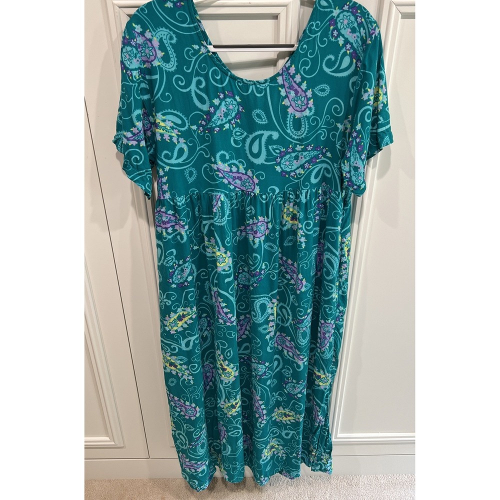 Diane von Furstenberg Color Authority Teal Paisley Floral Maxi Dress M/L Modest